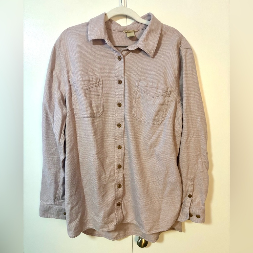 Duluth Trading Co. 100% Cotton Flannel Shirt Jacket Shacket Mauve XL EUC